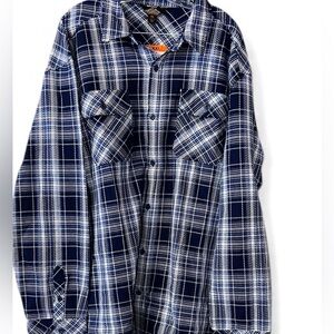 Pacific Trail Navy and White Plaid Button Down Blanket Shirt XXL